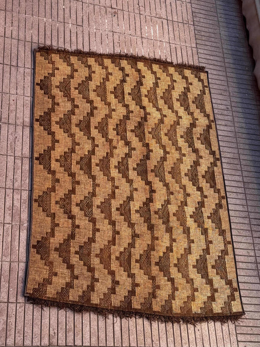 Tuareg Mat Artisan Moroccan Handwoven Natural Fiber Rug for Living Room 013