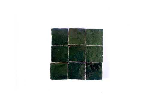 Dark Green Square Zellige Tile | Authentic Moroccan Mosaic Tile