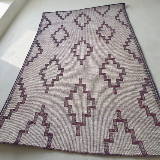 Tuareg Mat Moroccan Tribal Rug Handwoven Natural Fiber Decor for Living Room 015