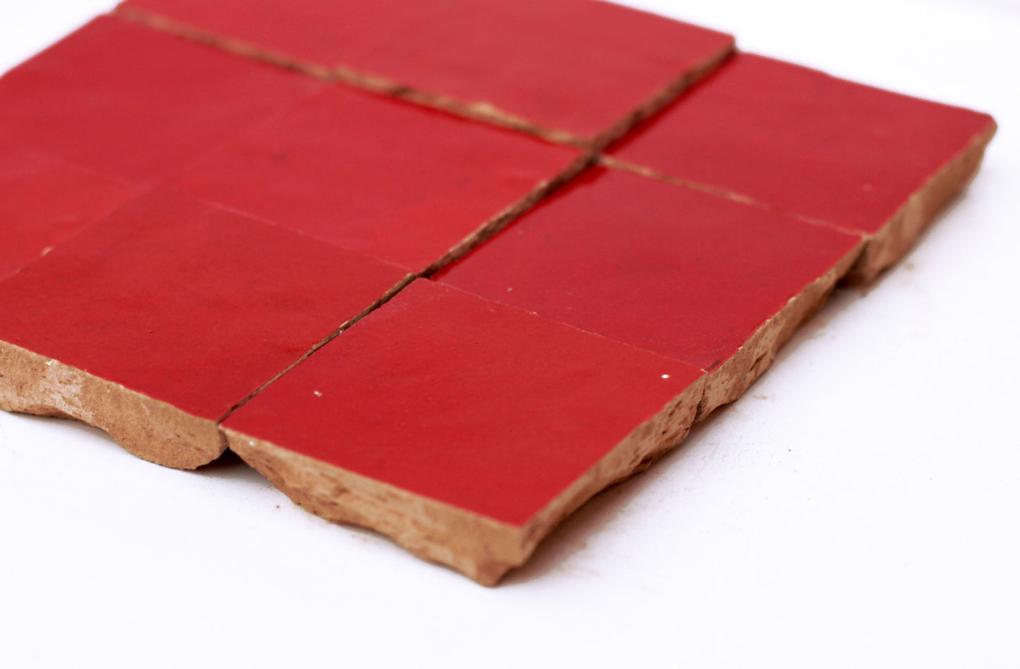 Tomato Red Square Zellige Tile | Authentic Moroccan Mosaic Tile