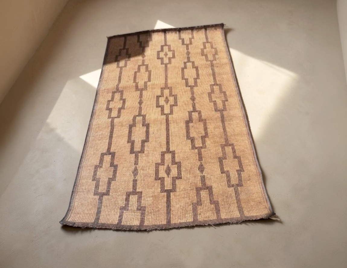 Tuareg Mat Moroccan Tribal Rug Woven Natural Fiber Floor Decor 016
