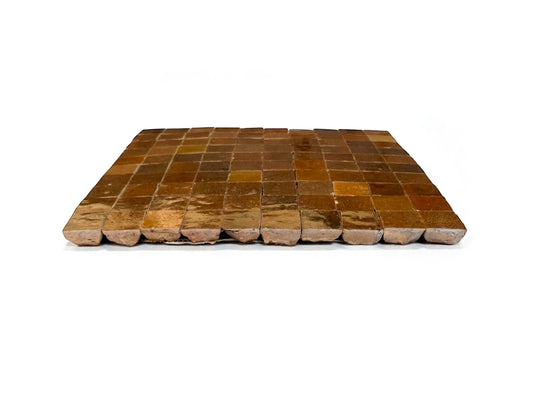 Brown micro Zellige mosaic tile sheet in 25cm panel for kitchen backsplash, House of Anouar