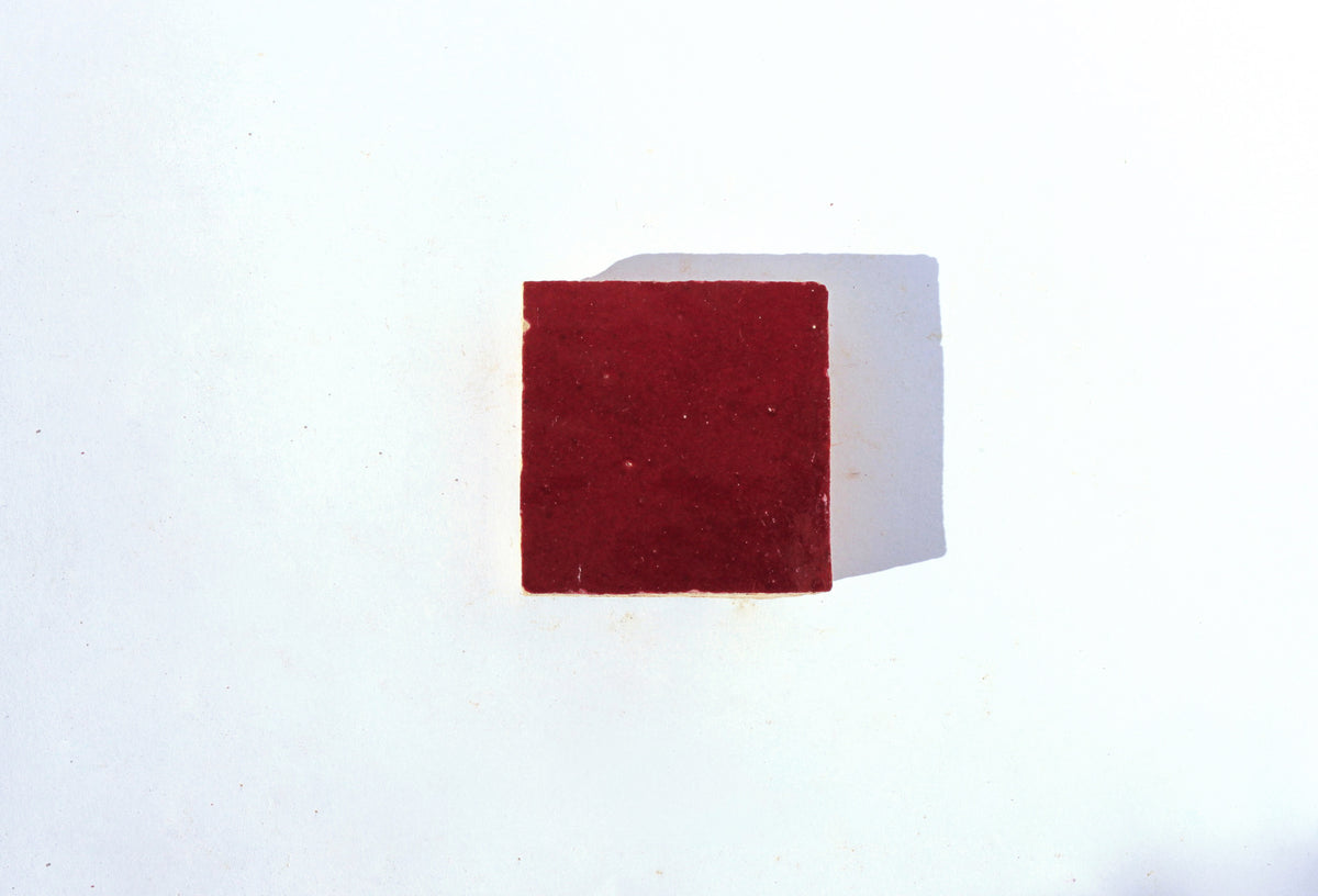 Burgundy red handmade Moroccan Zellige tile by House of Anouar