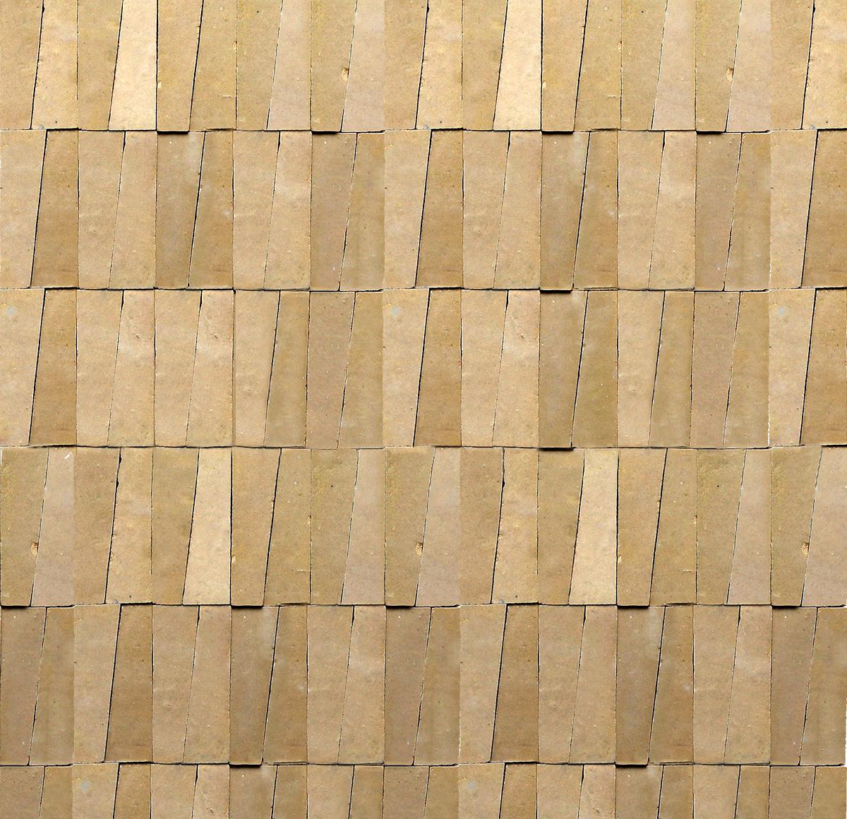 Close-up of beige trapezoid zellige tiles, House of Anouar