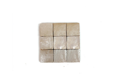Cream Oyster handmade Moroccan Zellige tiles arranged in a grid, House of Anouar