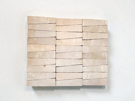 Cream trapezoid zellige mosaic tile panel, House of Anouar