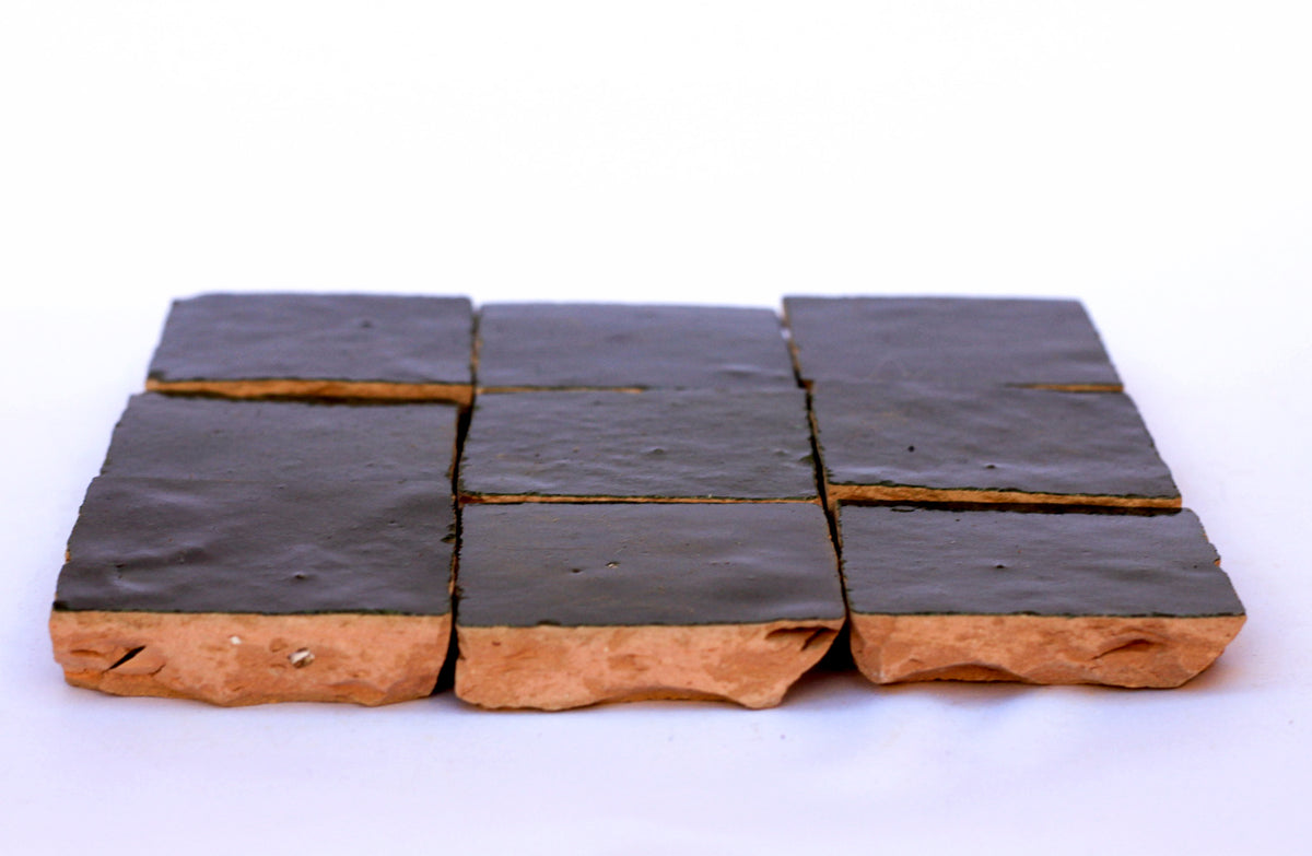 Handmade black square Zellige tiles by House of Anouar for backsplash and wall decor