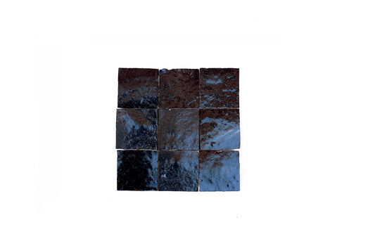 Handmade Black Square Zellige Tiles by House of Anouar with natural tonal variations