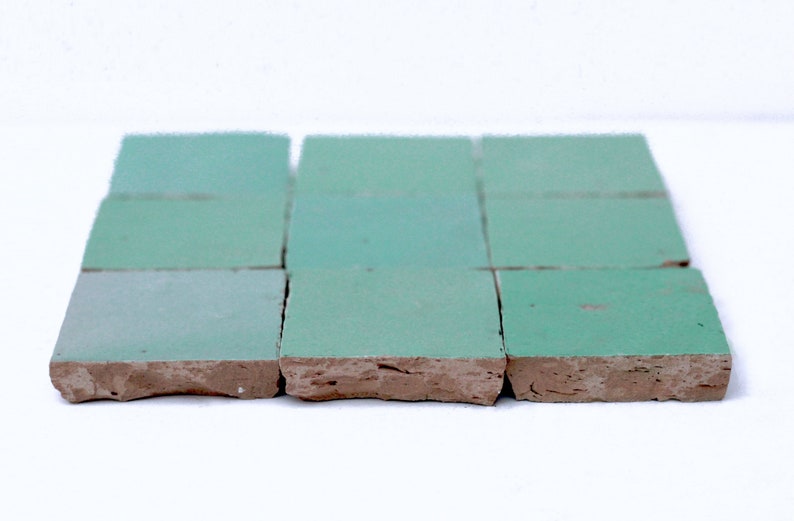 Light Green Square Zellige Tile | Authentic Moroccan Mosaic Tile