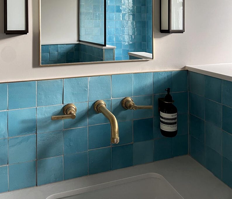Turquoise Square Zellige Tile | Authentic Moroccan Mosaic Tile