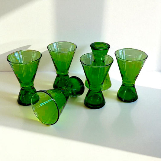 Green Moroccan Beldi Martini Glass Set of 6 Artisan Handcrafted