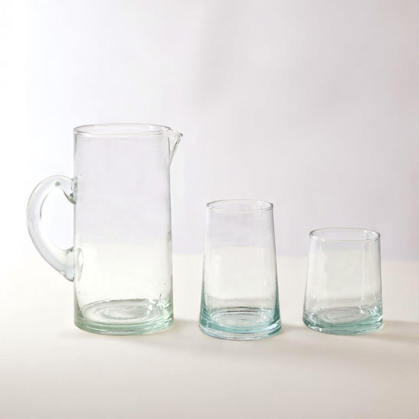 Moroccan Beldi Glasses Set of 6 short cone Handcrafted Recycled Drinking Glasses