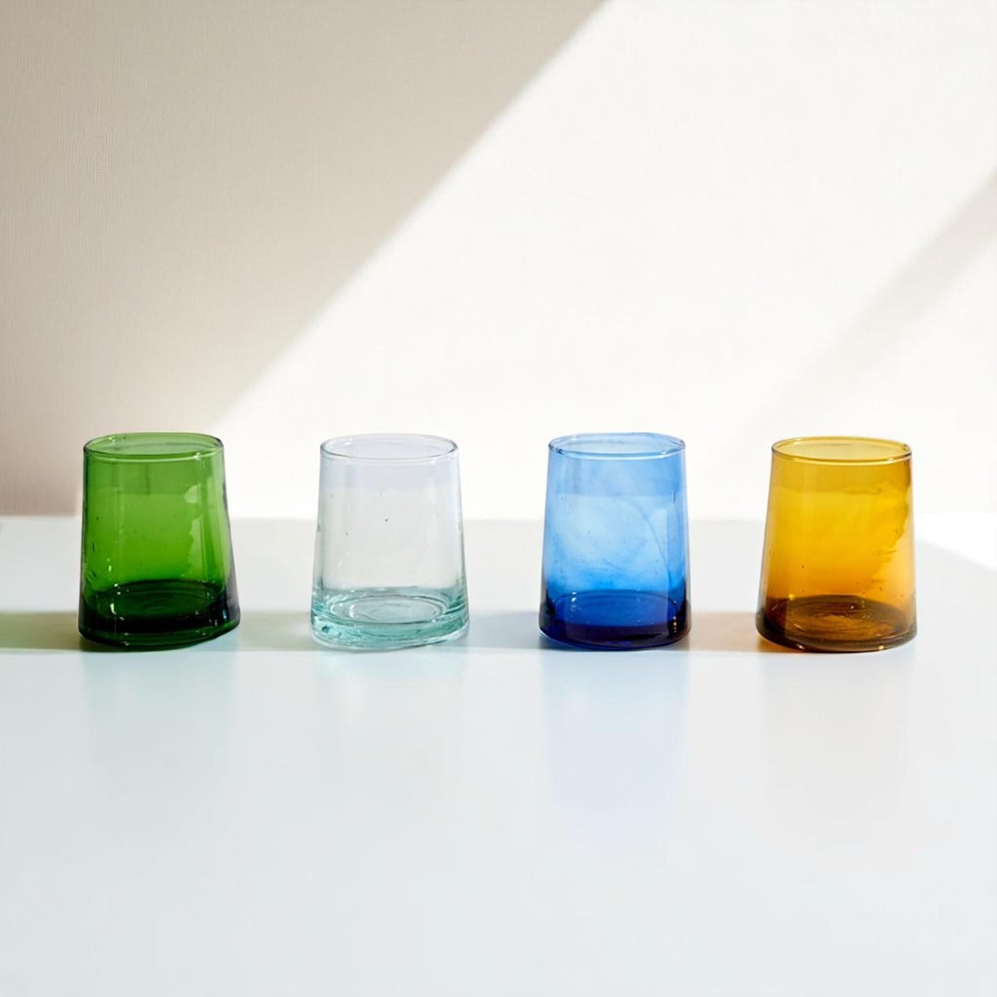 Moroccan Beldi Glasses Set of 6 short cone Handcrafted Recycled Drinking Glasses