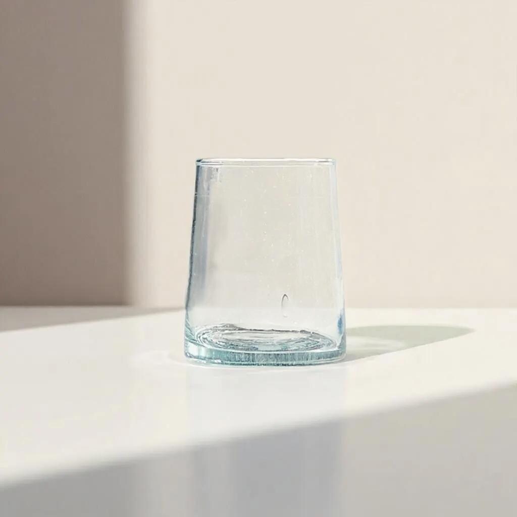 Moroccan Beldi Glasses Set of 6 short cone Handcrafted Recycled Drinking Glasses