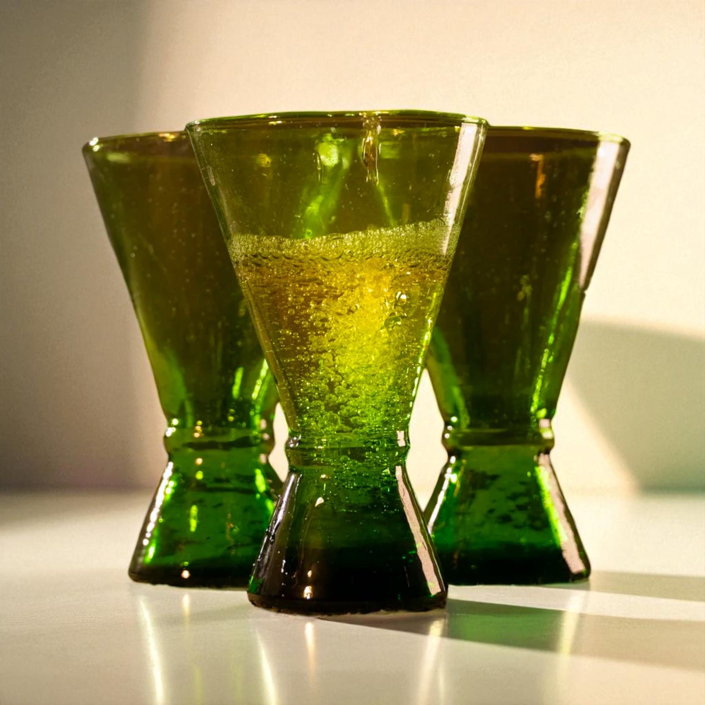 Green Moroccan Beldi Martini Glass Set of 6 Artisan Handcrafted