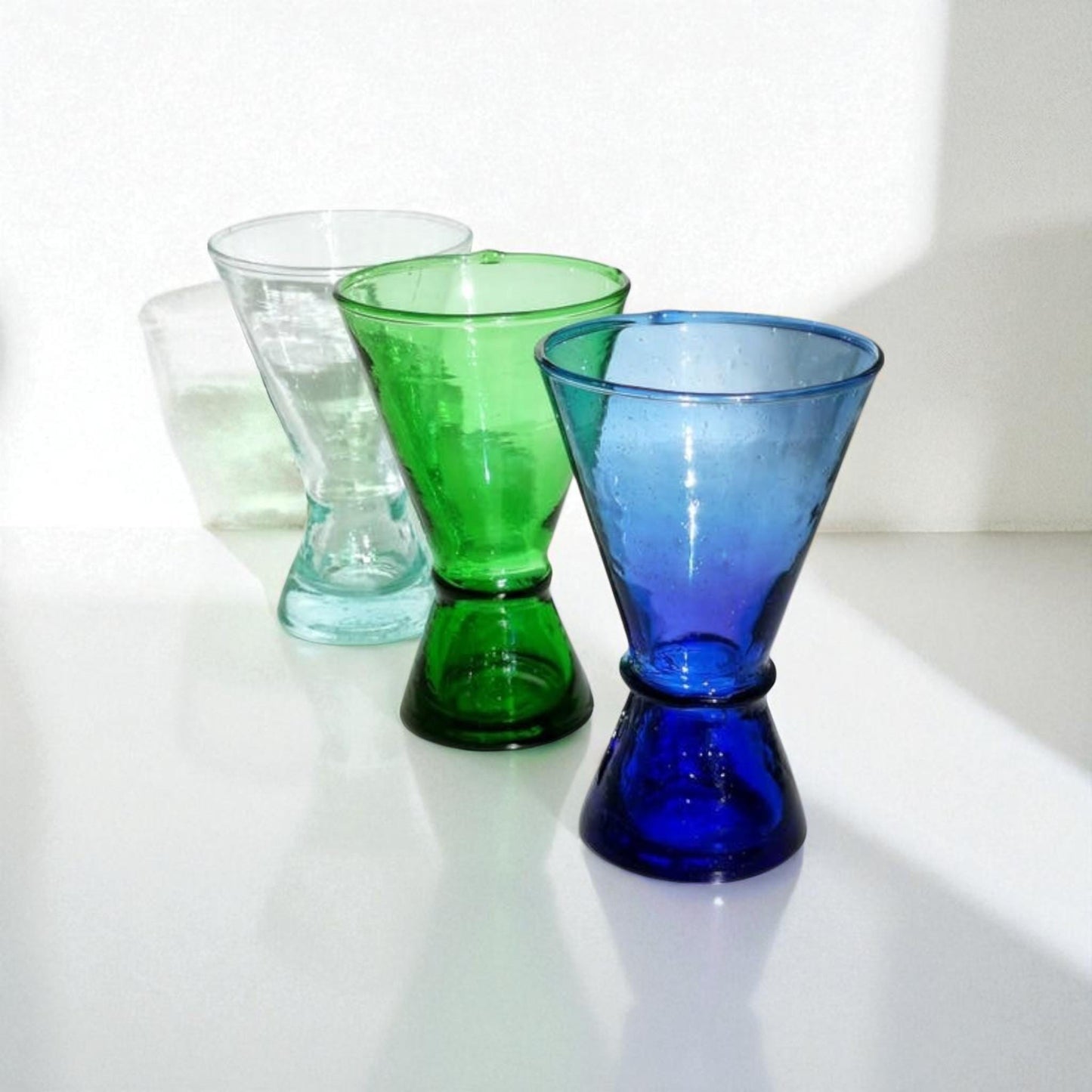 Green Moroccan Beldi Martini Glass Set of 6 Artisan Handcrafted