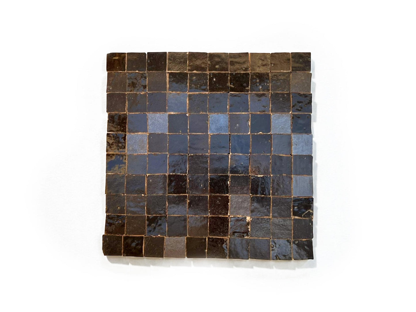 1 in / 2.5 cm Black square micro Zellige mosaic tile sheet in 25cm panel