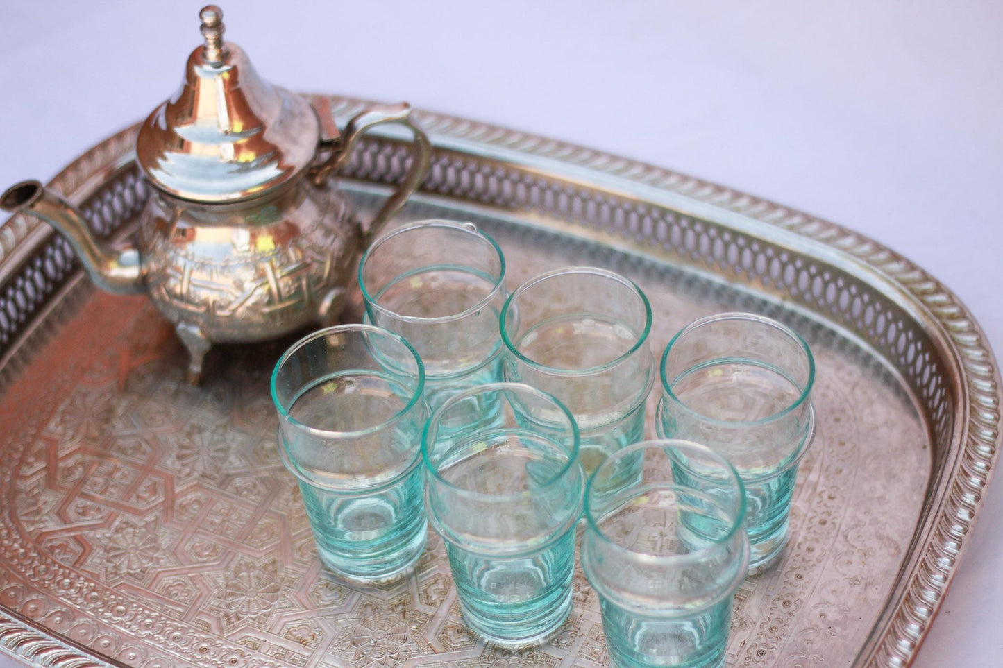 Beldi Moroccan tea glasses handmade recycled glasses