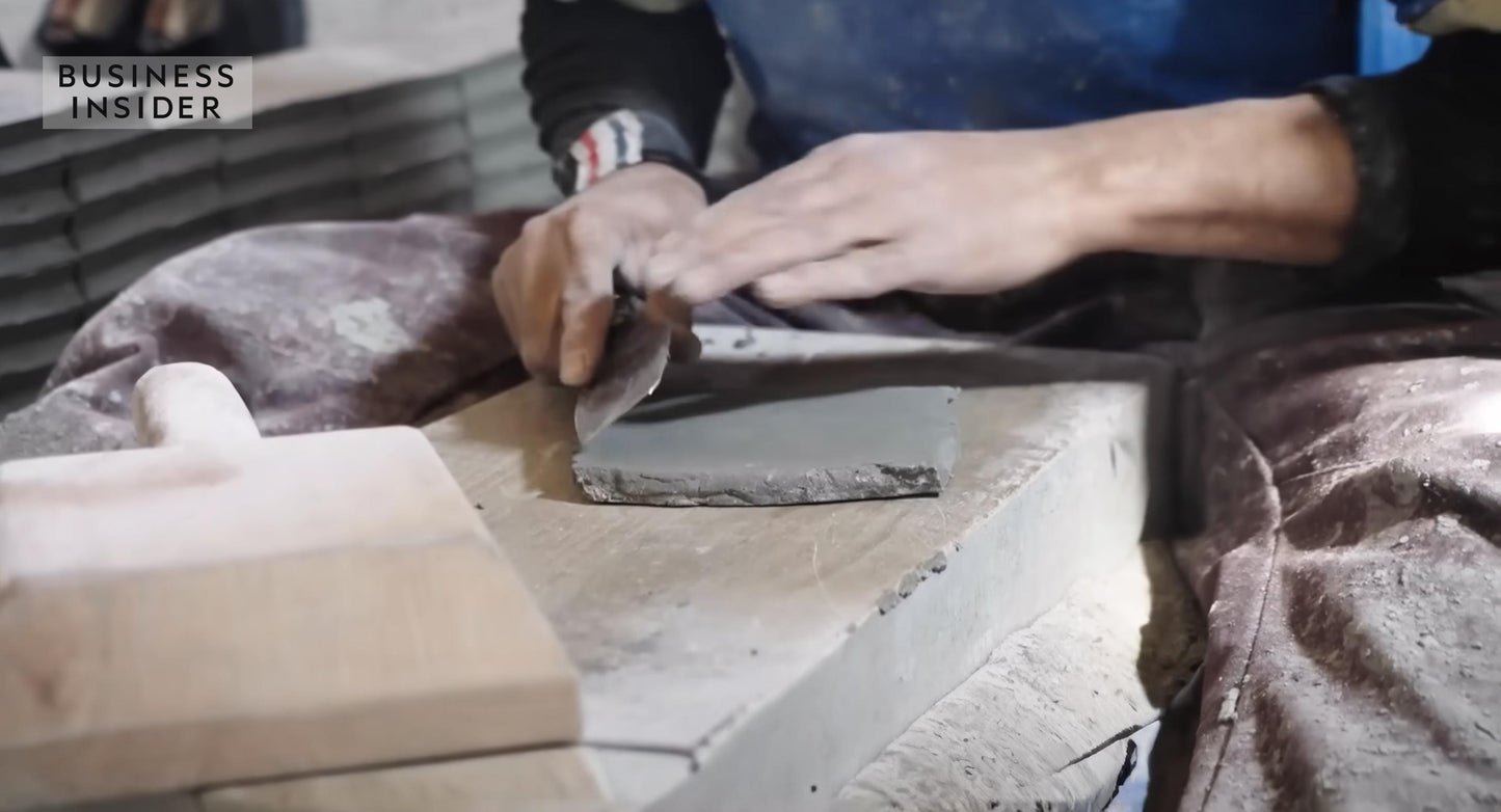 1 in / 2.5 cm dark green square micro Zellige mosaic tile sheet in 25cm panel