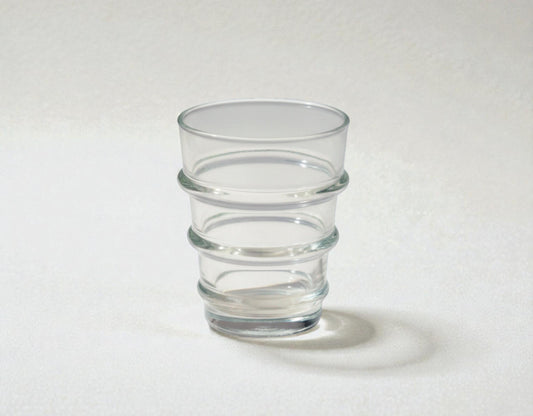 Clear Ribbed Moroccan Beldi drinking glasses set of 6 handmade artisan recycled glass