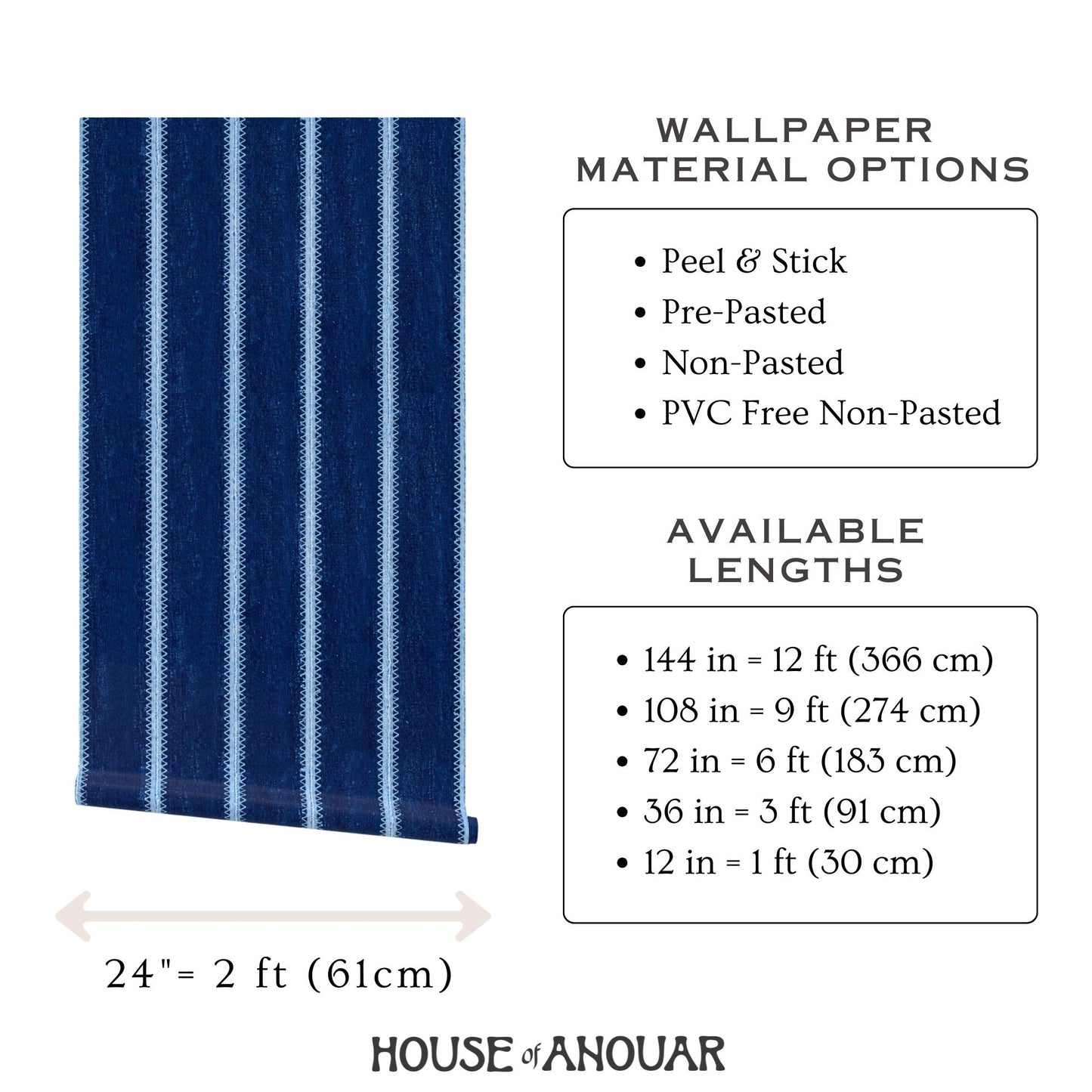 Indigo Blue Striped Wallpaper Zigzag Stripe Removable Moroccan African Mudcloth Boho fabric Wallpaper Shibori Tie-Dye Textile Peel & Stick