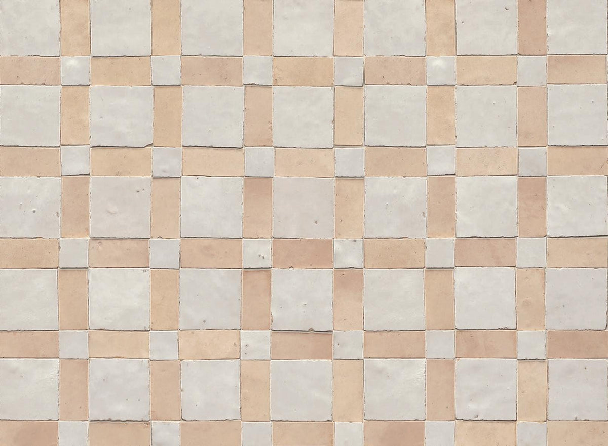5 sqft White Beige Stone Zellige Mosaic Tile Panels Basket Weave Moroccan Tile Geometric Wall Panel Tile Sheet Backsplash Fireplace Bathroom