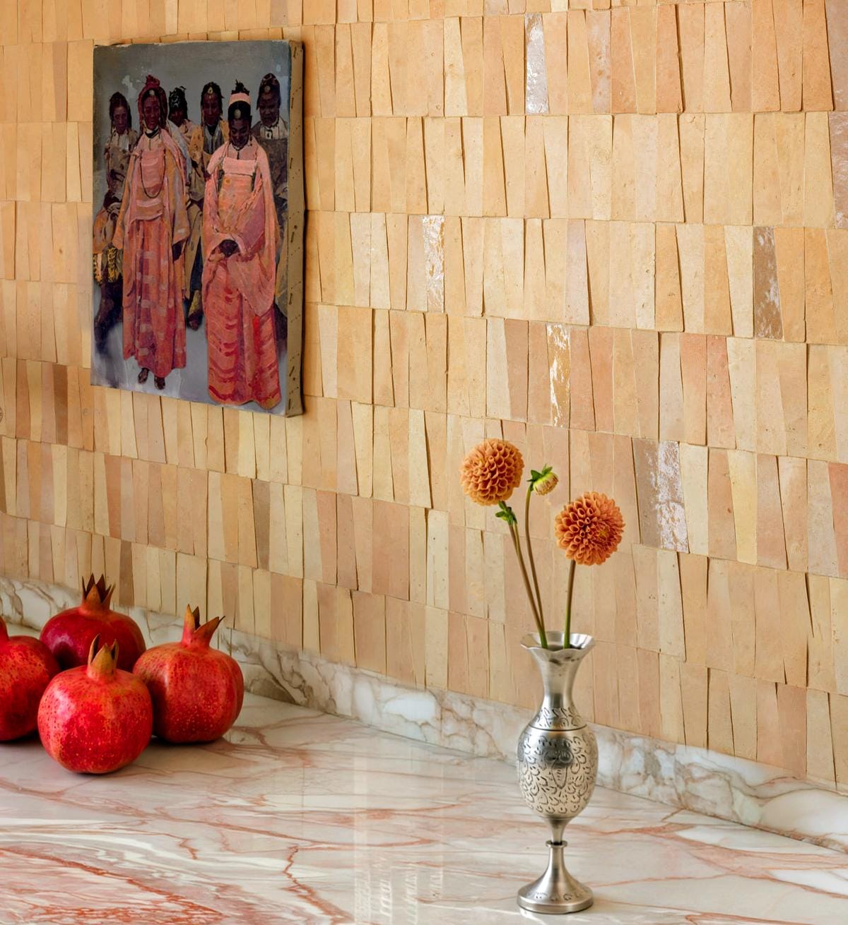 5 sqft Raw Trapezoid Zellige Mosaic Tile Panels Natural Handmade Unglazed Moroccan Geometric Tile Sheet for Bathroom Backsplash Shower Wall