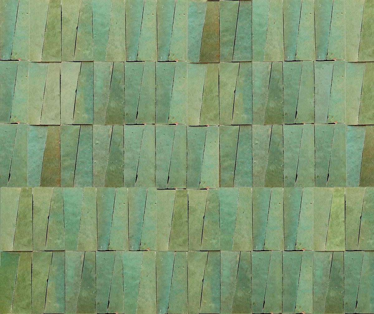 5 sqft Light Green Trapezoid Zellige Mosaic Tile Panels Celadon Handmade Moroccan Geometric Tile Sheet for Bathroom Backsplash Shower