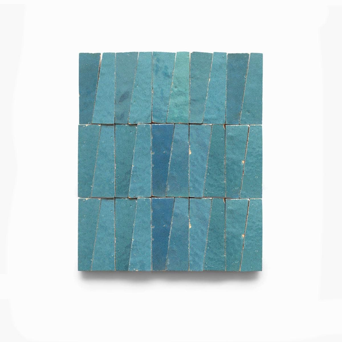 5 sqft Turquoise Blue Trapezoid Zellige Mosaic Tile Panels Handmade Moroccan Geometric Tile Sheet for Bathroom Backsplash Shower Wall