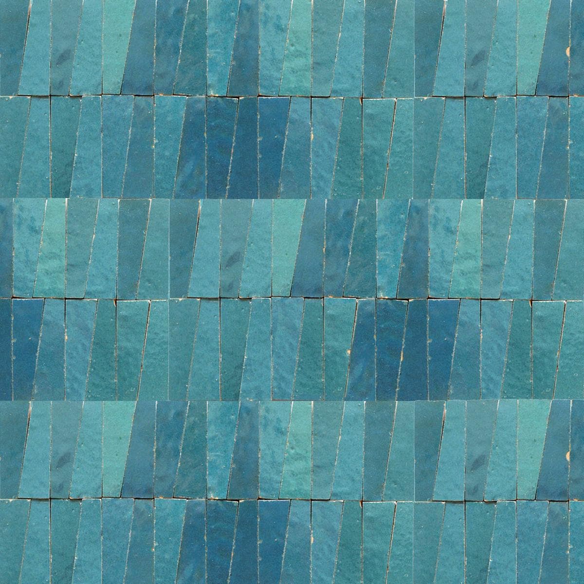 5 sqft Turquoise Blue Trapezoid Zellige Mosaic Tile Panels Handmade Moroccan Geometric Tile Sheet for Bathroom Backsplash Shower Wall