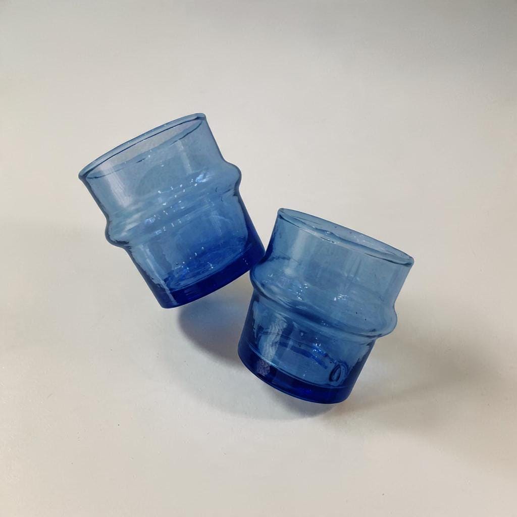Mini Ribbed Beldi Glass Cups Stackable Moroccan Set of 6 Espresso Shot Glass Recycled Votive Condiment Appetizer Glasses Artisanal Glassware