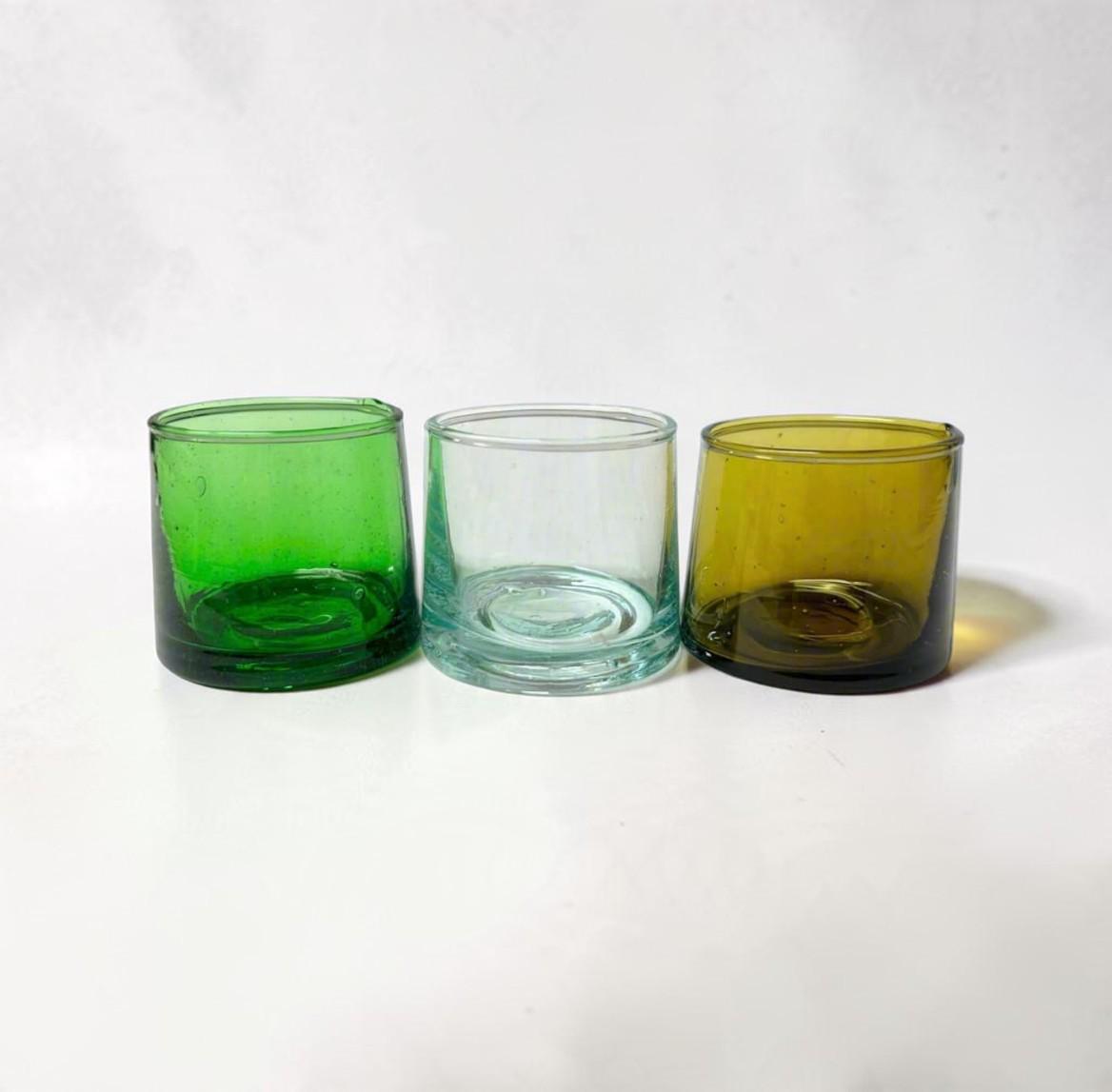 Mini Cone Beldi Glass Cups Colored Moroccan Glasses Set Espresso Shot Glass Recycled Votive holder Condiment Appetizer Artisanal Glassware