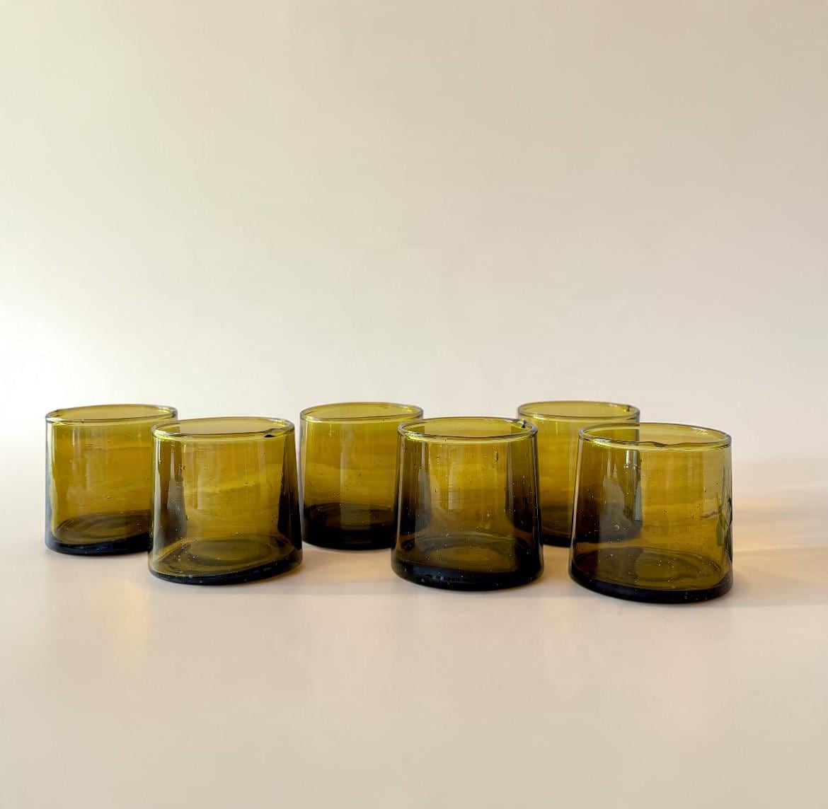 Mini Cone Beldi Glass Cups Colored Moroccan Glasses Set Espresso Shot Glass Recycled Votive holder Condiment Appetizer Artisanal Glassware