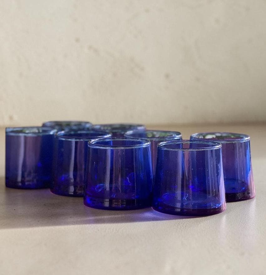 Mini Cone Beldi Glass Cups Colored Moroccan Glasses Set Espresso Shot Glass Recycled Votive holder Condiment Appetizer Artisanal Glassware
