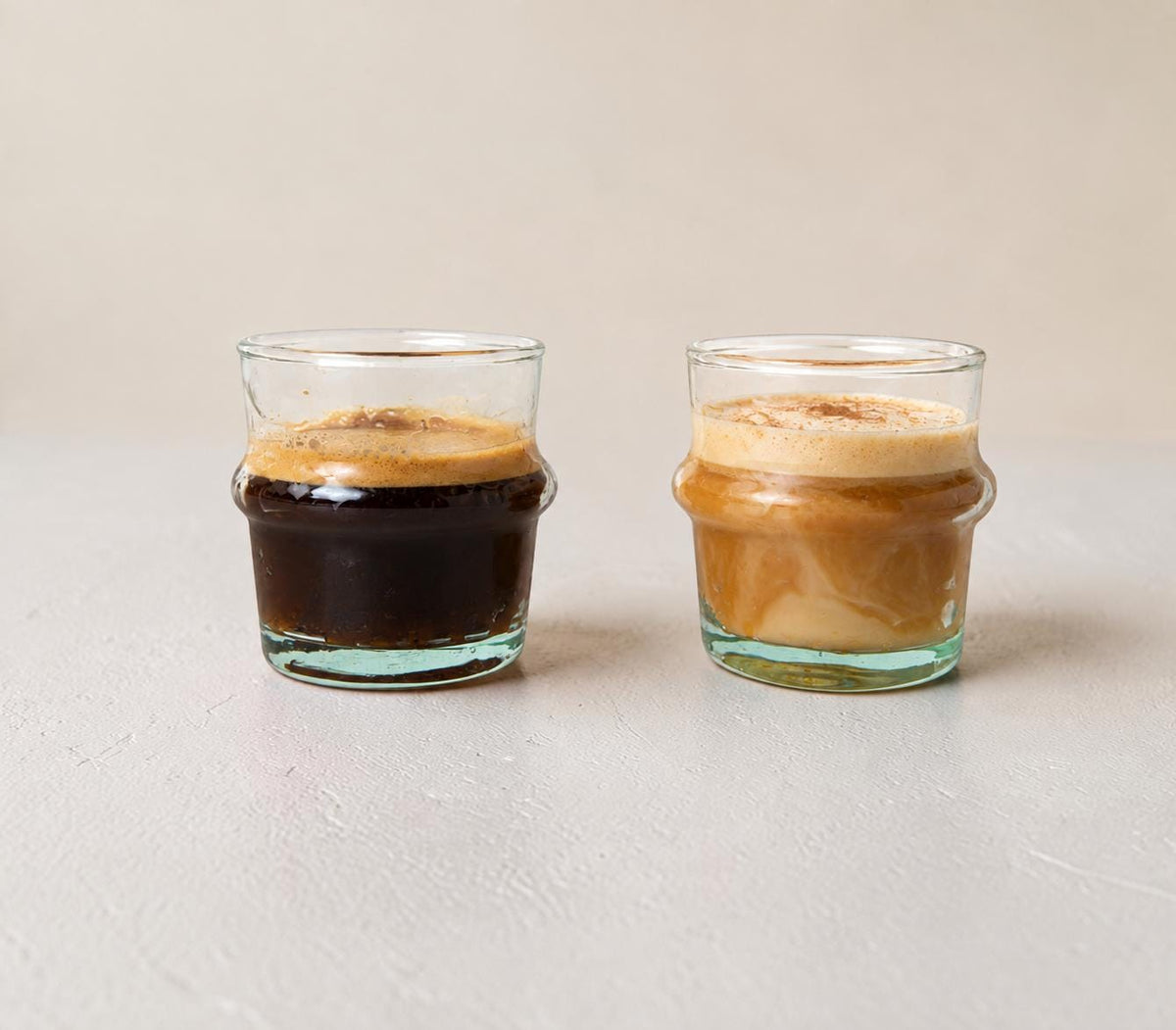 Mini Ribbed Beldi Glass Cups Stackable Moroccan Set of 6 Espresso Shot Glass Recycled Votive Condiment Appetizer Glasses Artisanal Glassware