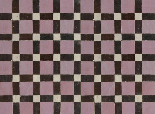 Pink and brown basket-weave zellige tile pattern, House of Anouar