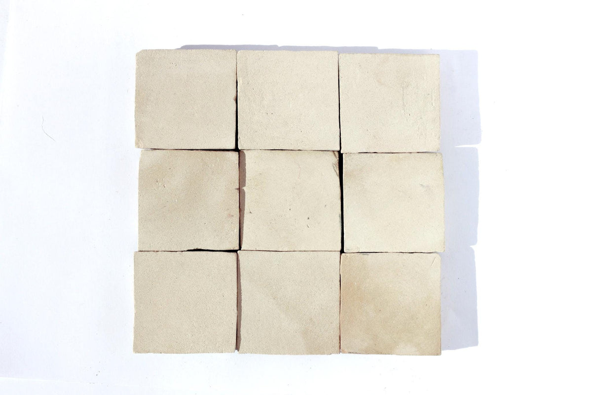 Set of handmade cream Moroccan Zellige tiles for backsplash or wall decor, House of Anouar