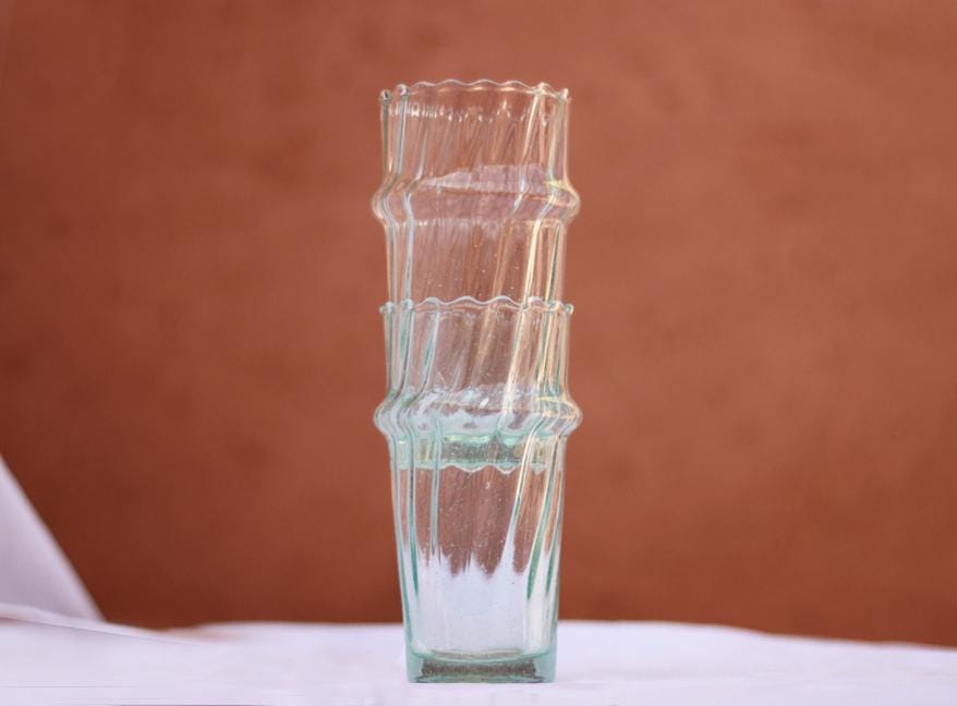 Stack of clear fluted Beldi glasses, House of Anouar