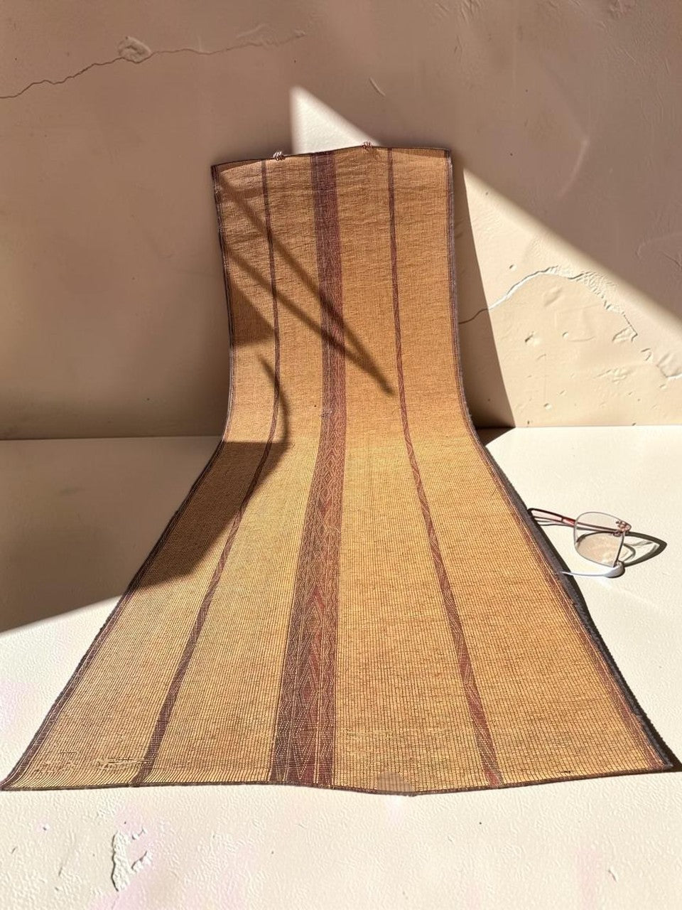 Vintage Tuareg mat with long stripe runner, 4.80 × 2.12 m, House of Anouar