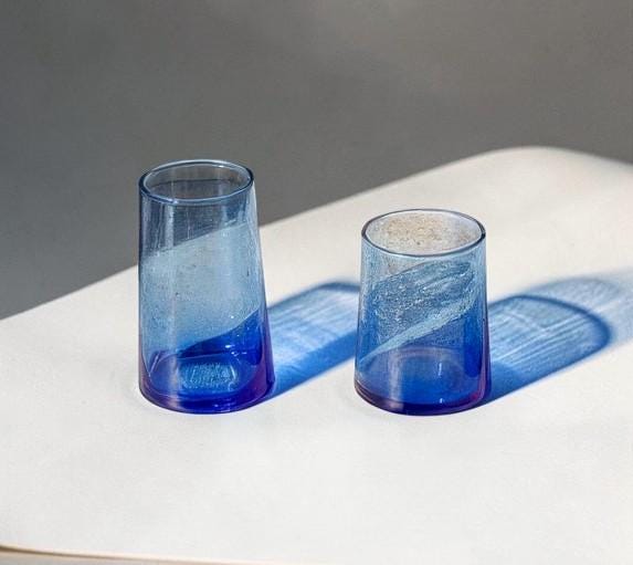 Two cobalt-blue Beldi drinking glasses, House of Anouar