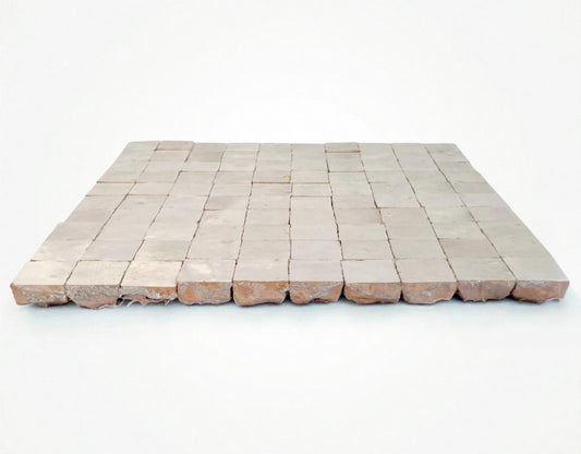 White square micro Zellige mosaic tile sheet in a 25cm panel, House of Anouar
